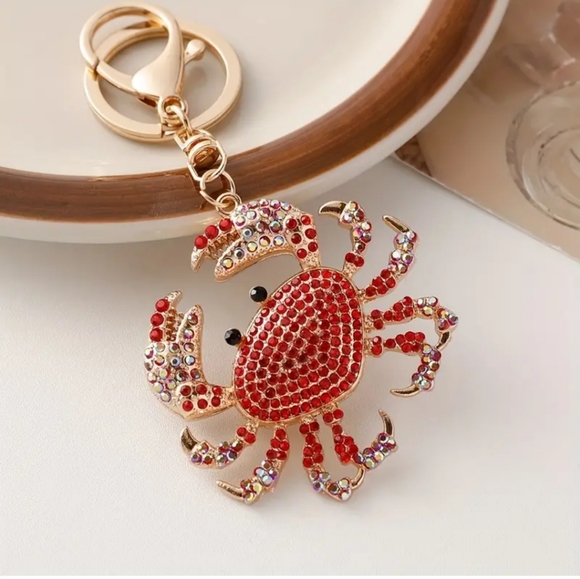 Red rhinestone crab keychain/purse charm, NWT - Picture 2 of 3